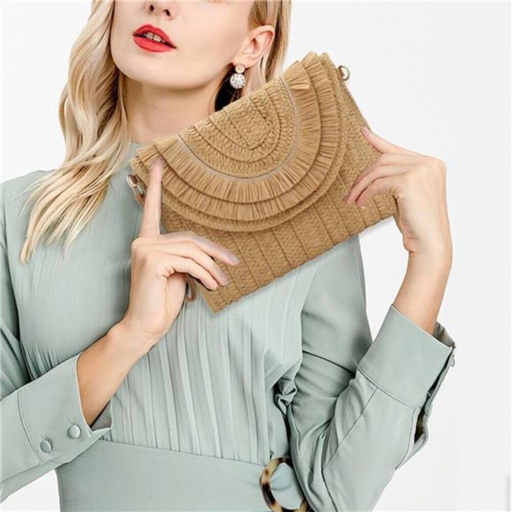 Gets Straw Clutch Purse for Women, Woven Beach Bag Summer Corssbody Purse Small - Picture 5 of 7